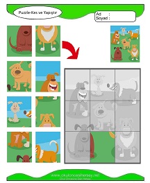 Puzzle Kes Yapıştır Çalışma Sayfaları